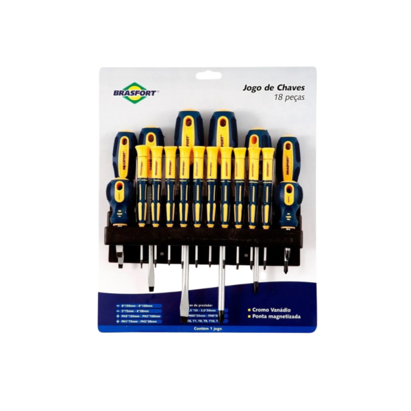 Jogo Chave Fenda Philips Precisão Magnetizada 18pçs Brasfort